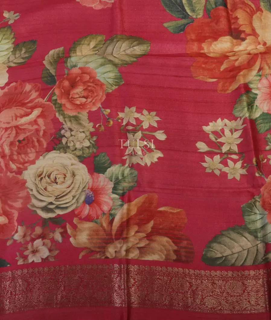 Pink Banaras Tussar Georgette Saree T4788063