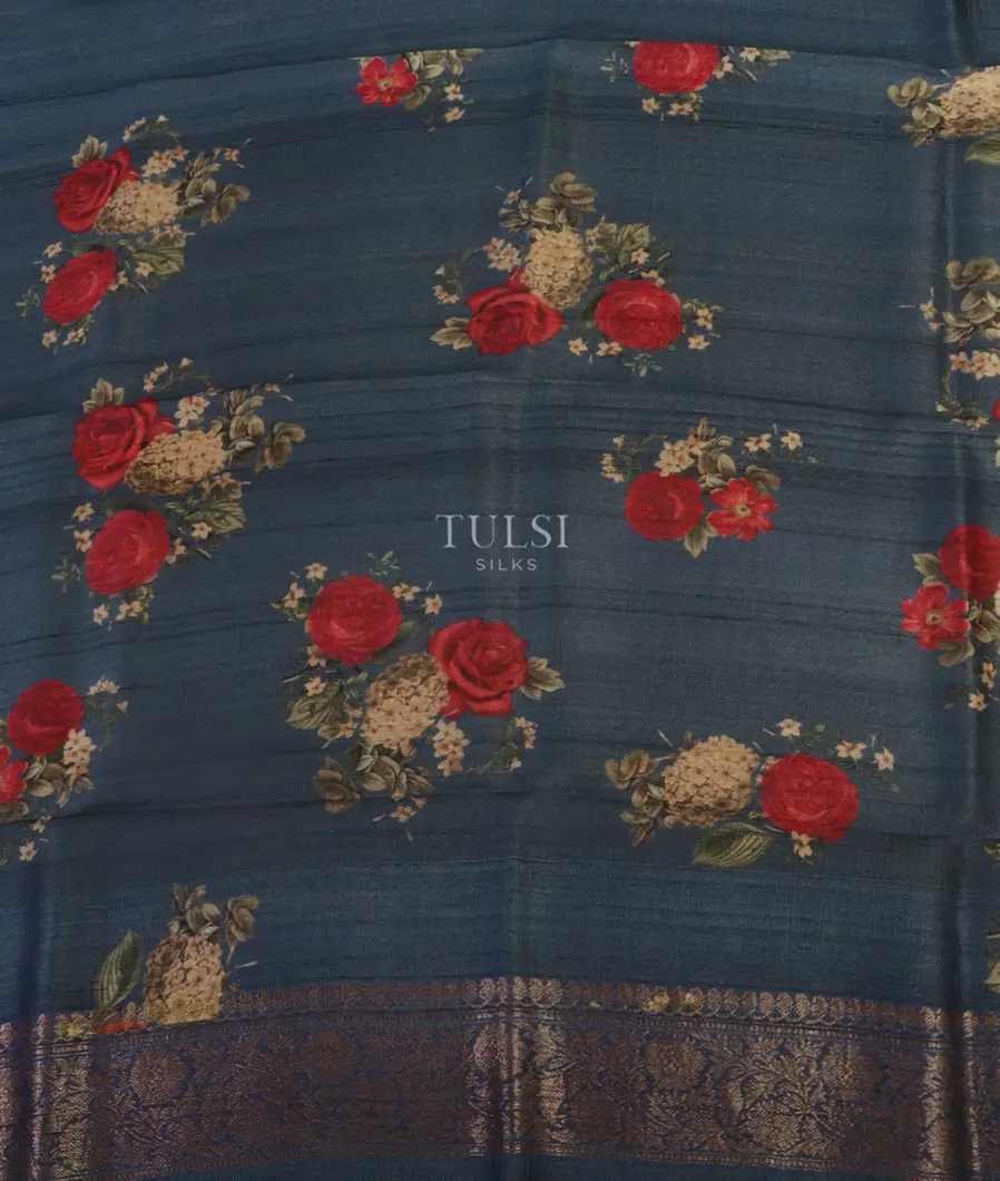 Blue Banaras Tussar Georgette Saree T4788043
