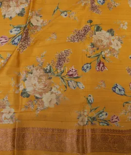 Yellow Banaras Tussar Georgette Saree T4788033
