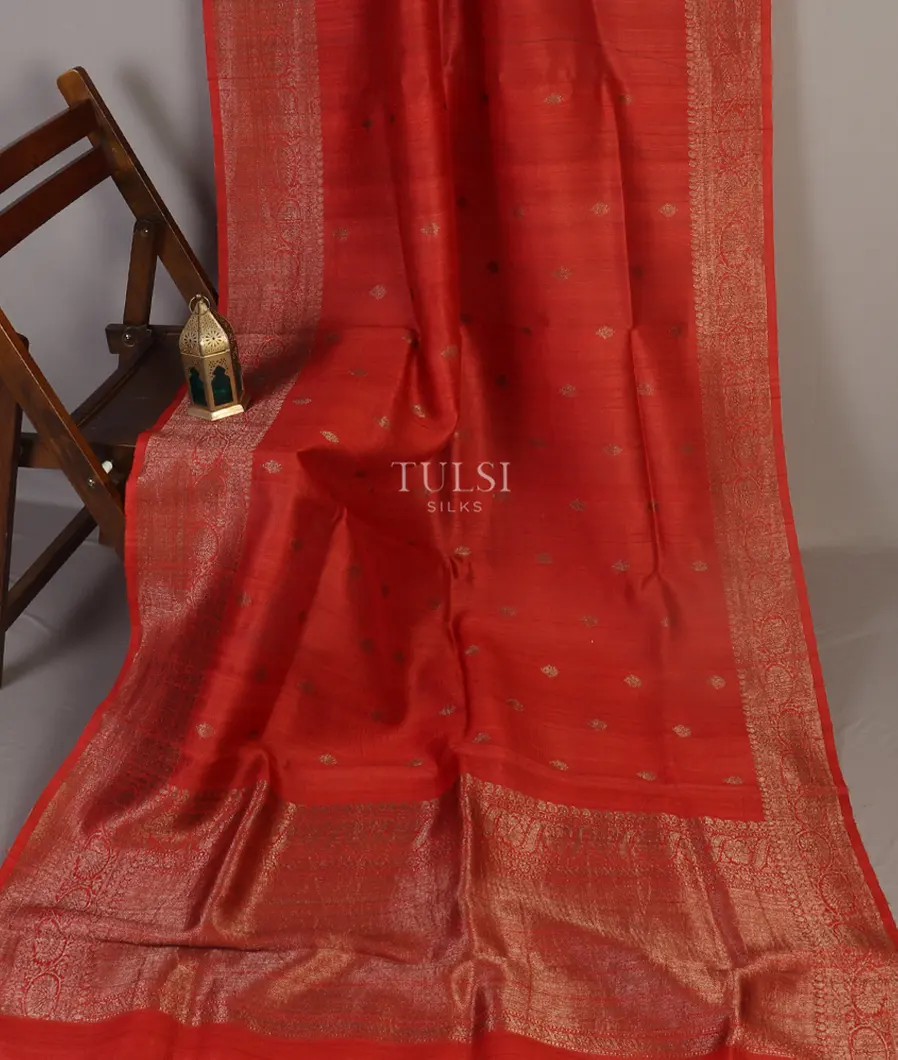 Red Banaras Tussar Georgette Saree T4788082