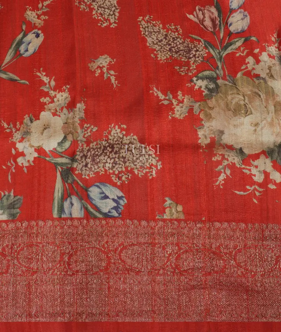 Red Banaras Tussar Georgette Saree T4788083