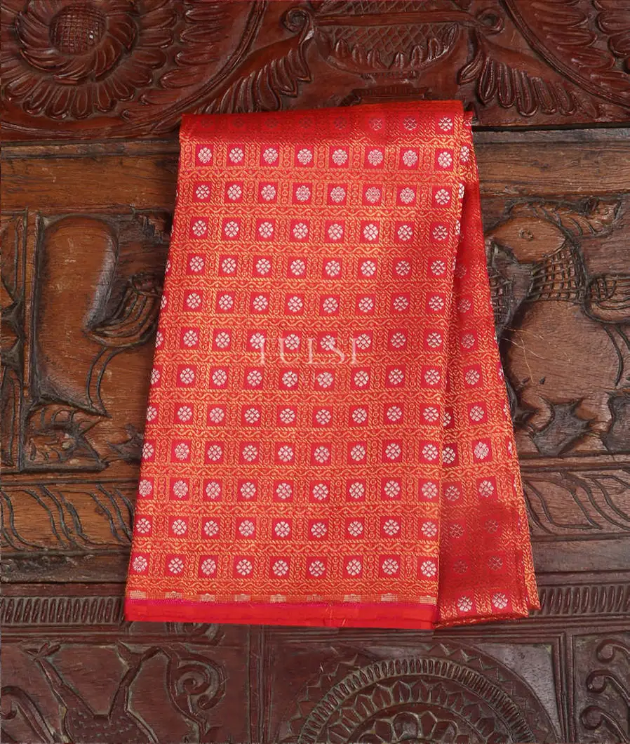 Orange Handwoven Kanjivaram Silk Blouse T97848-image