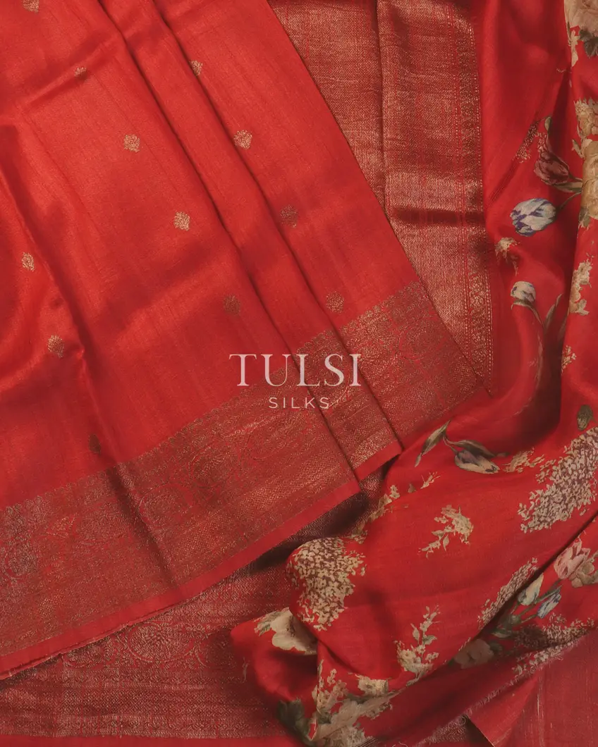 Red Banaras Tussar Georgette Saree T478808-image