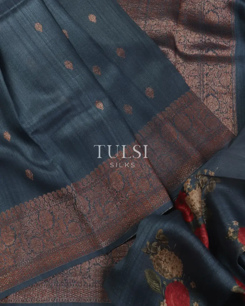 Blue Banaras Tussar Georgette Saree T478804-image