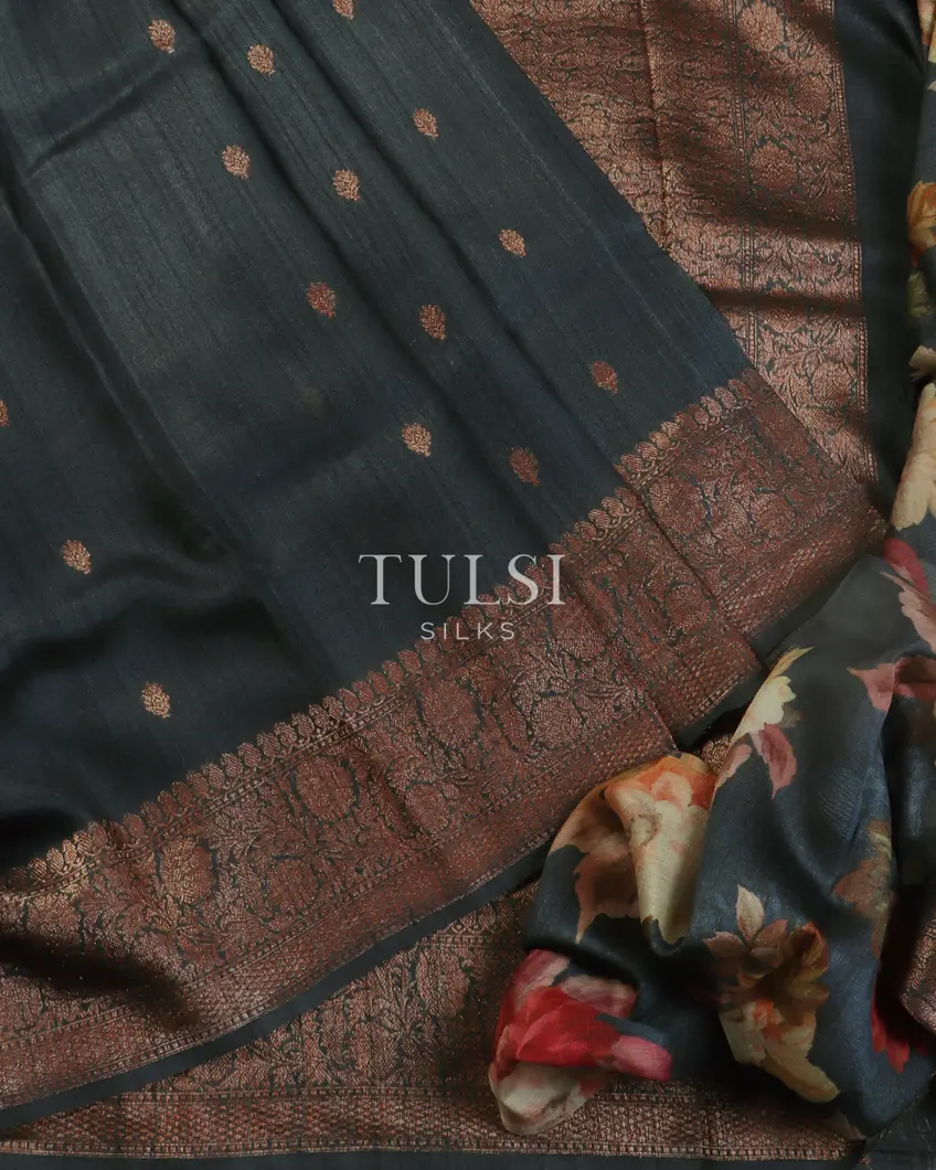 Elephant Grey Banaras Tussar Georgette Saree T478795-image