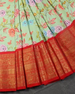 Green Printed Ikat Kanjivaram Silk Saree T3544652