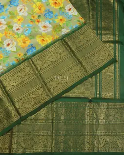 Grey Printed Ikat Kanjivaram Silk Saree T4581354