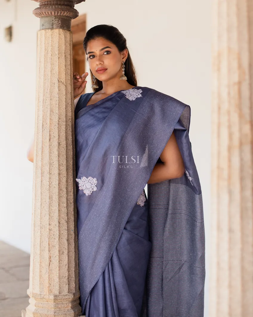 indigo-blue-tussar-embroidery-saree-t451895-t451895-f