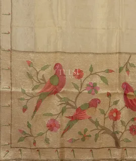 Beige Kora Organza Embroidery Saree T4850534