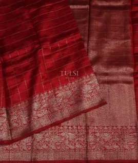 Red Banaras Tussar Saree T4848632