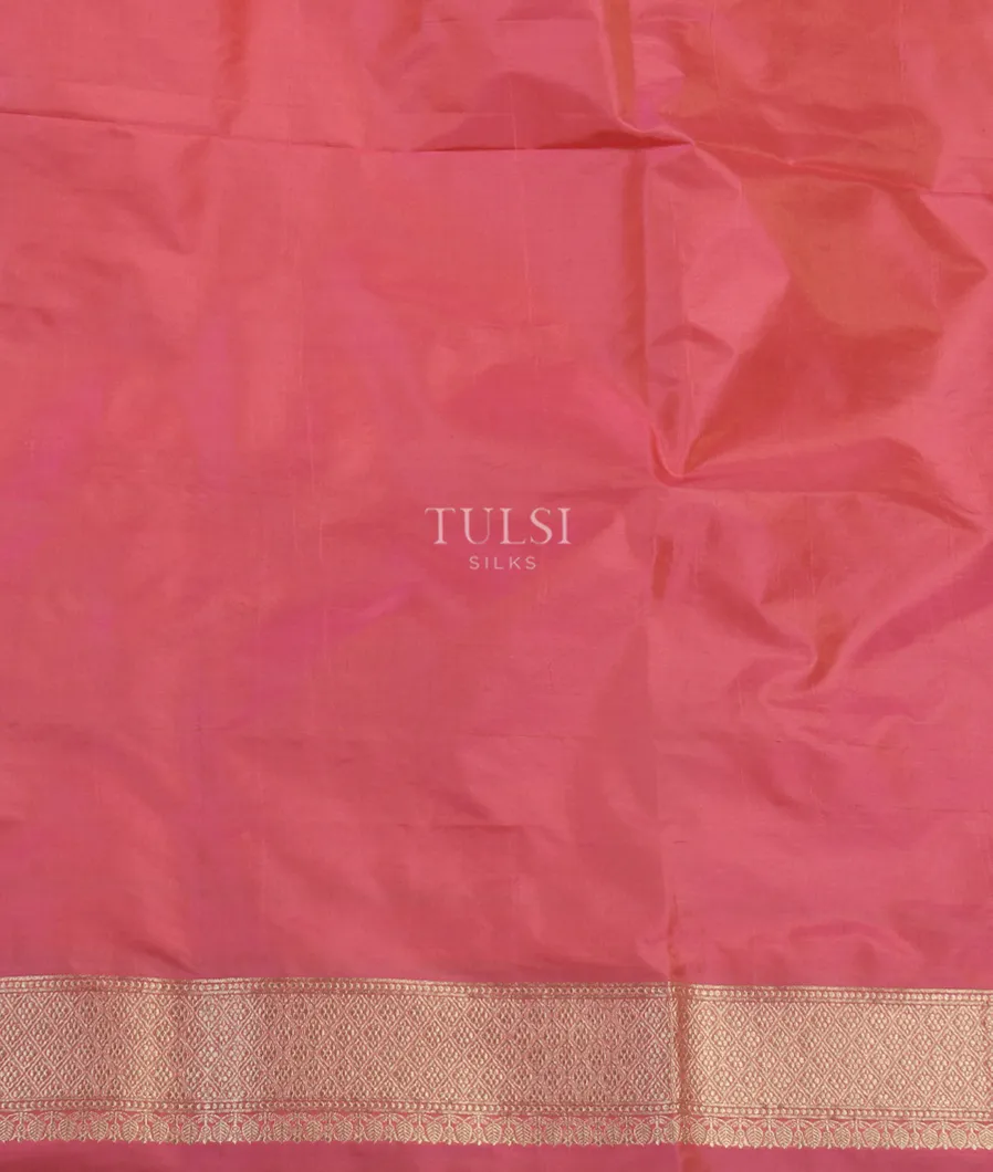 Pinkish Orange Banaras Silk Saree T4852663