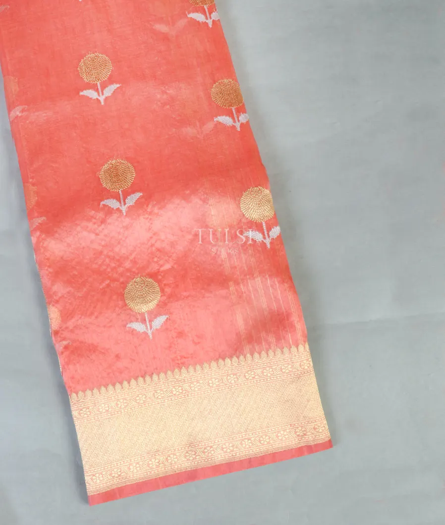 Peach Banaras Organza Saree T222479-image