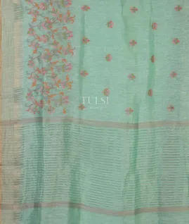 Blue Linen Embroidery Saree T4734784