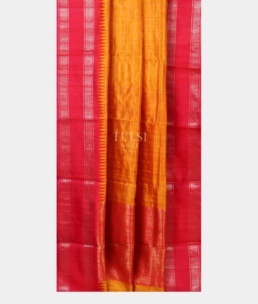 Yellow Woven Tussar Saree T4152262