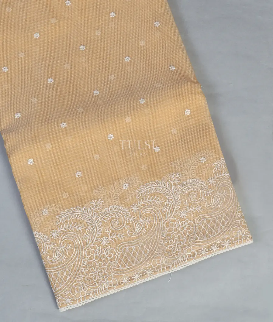 Gold Silk Tissue Kota Embroidery Saree T485417-image