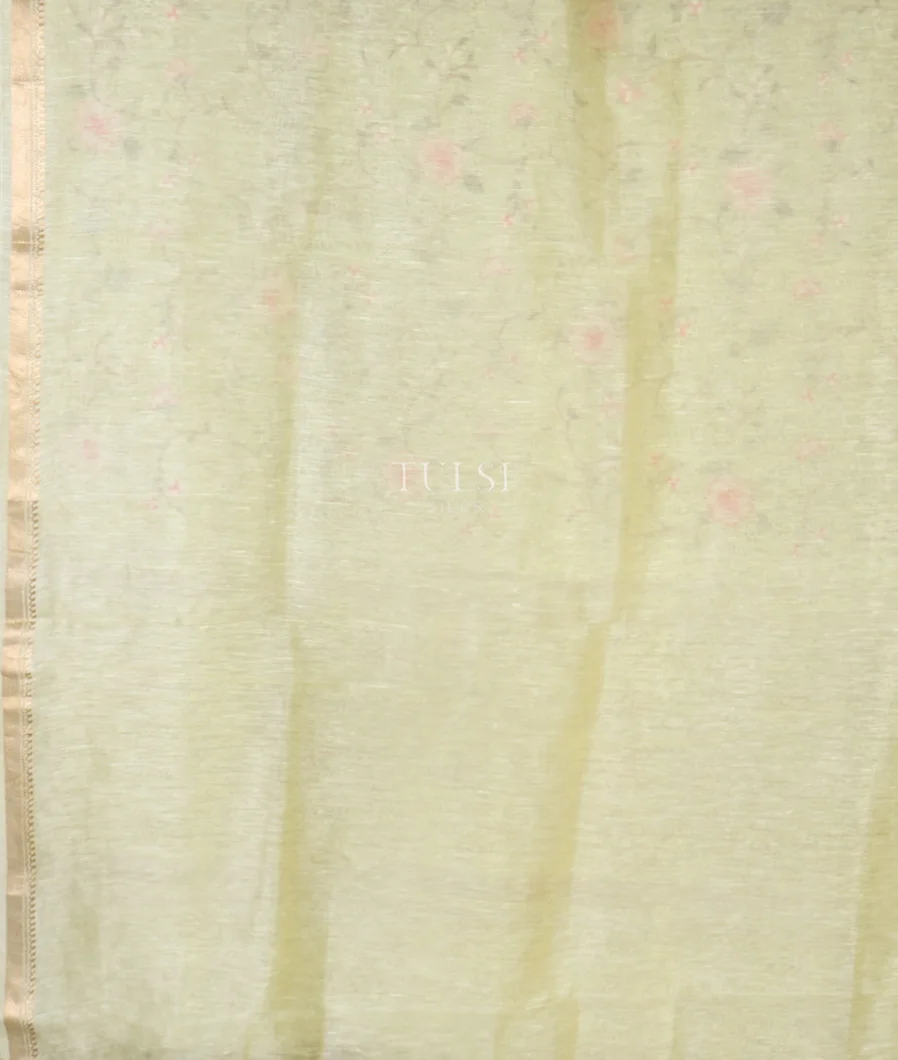 Yellow Linen Embroidery Saree T4832663