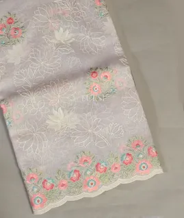Grey Silk Kota Embroidery Saree T4318601