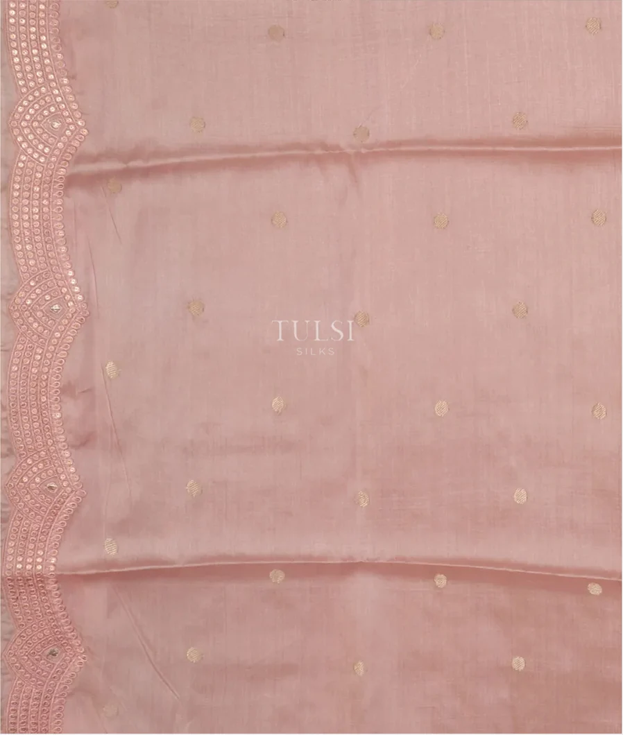 Pink Tussar Embroidery Saree T4326663