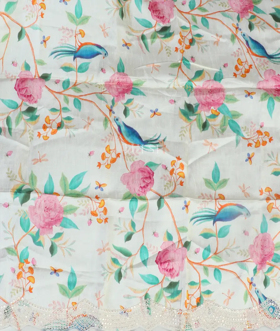 Pink Tussar Embroidery Saree T4326665