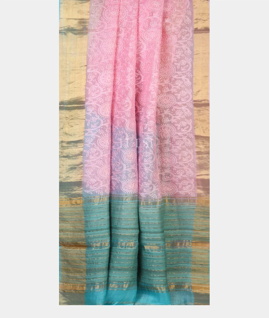 Pink Silk Kota Embroidery Saree T4465422