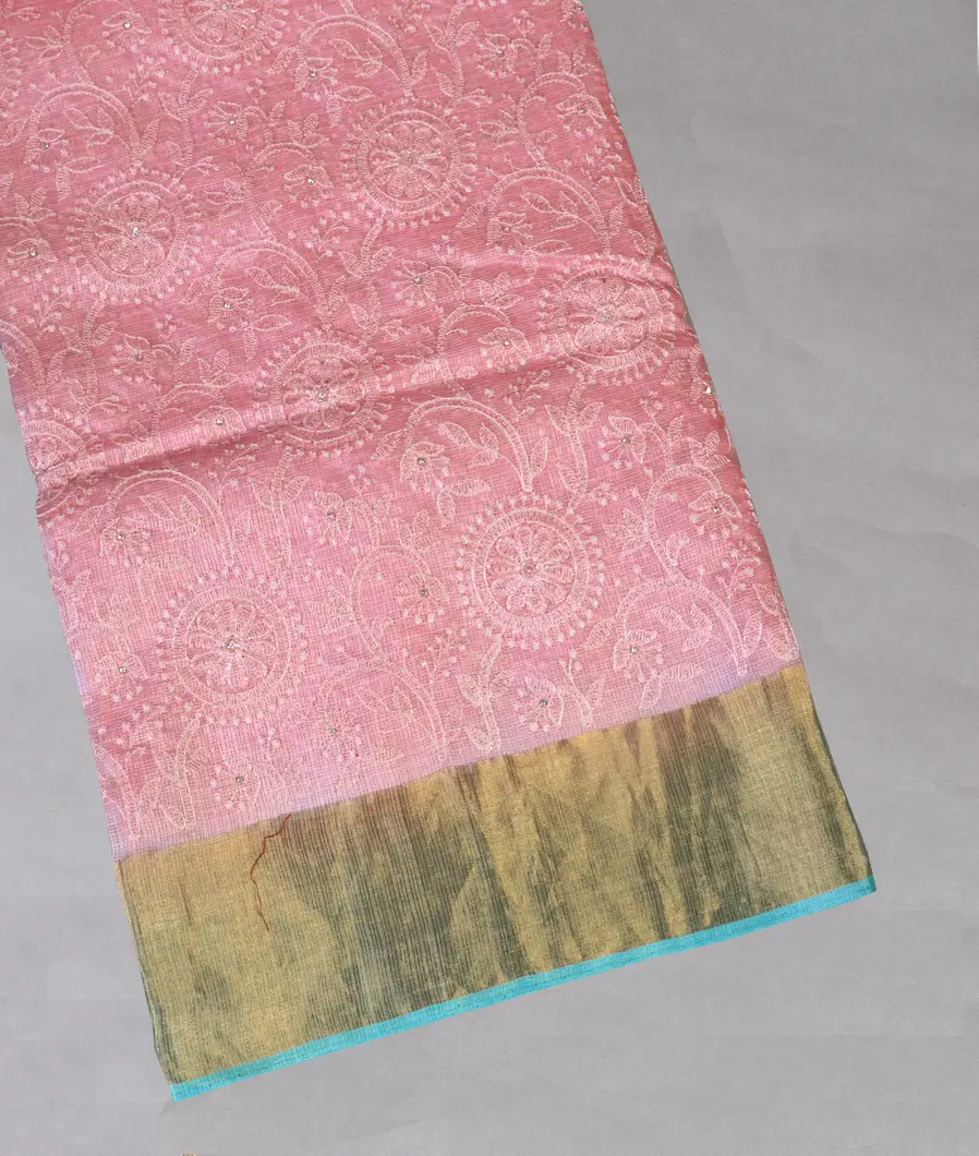 Pink Silk Kota Embroidery Saree T446542-image