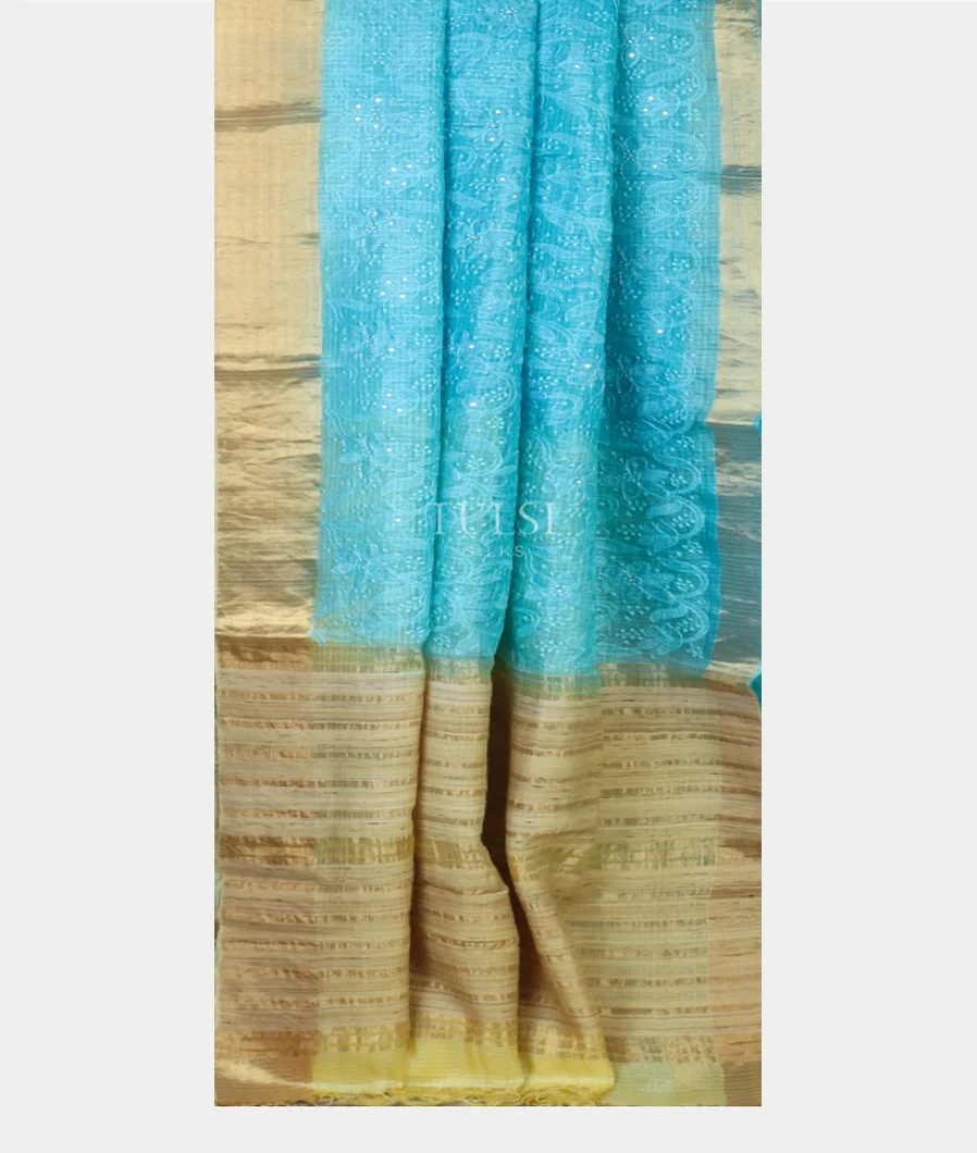 Blue Silk Kota Embroidery Saree T4465342