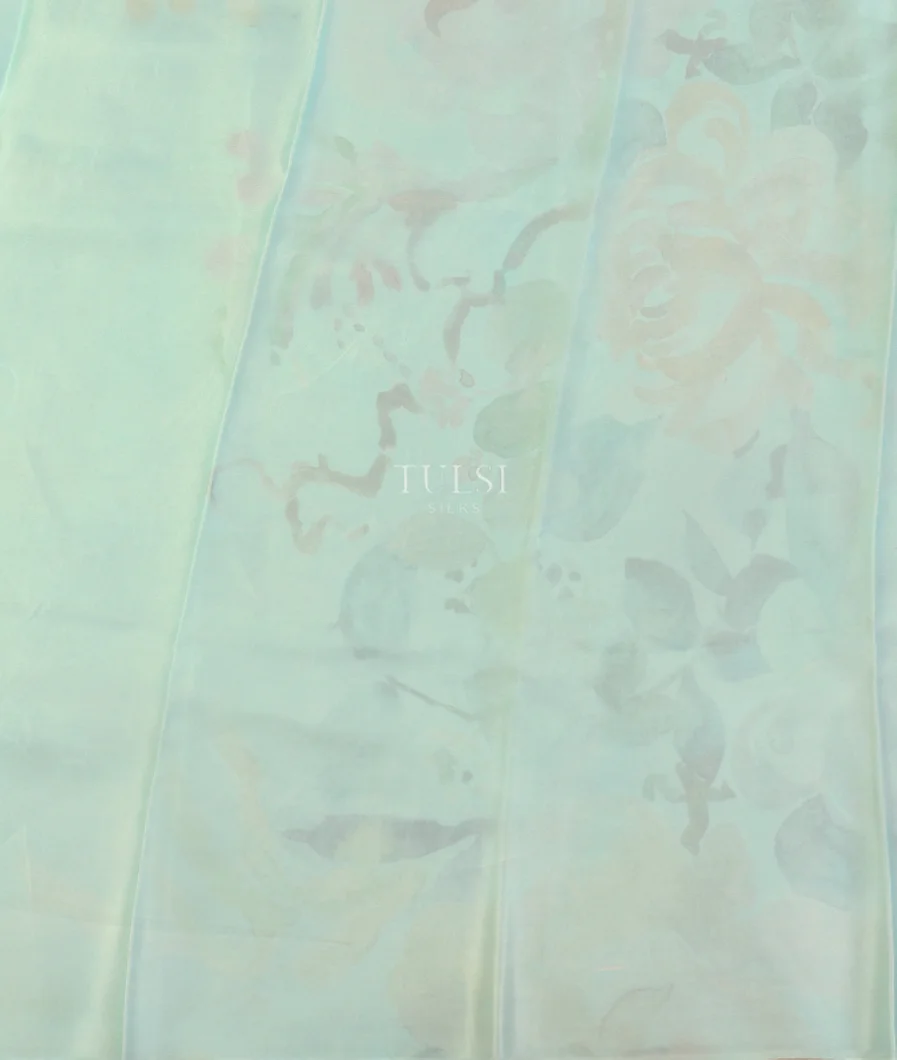 Blue Satin Crepe Silk Saree T4846163