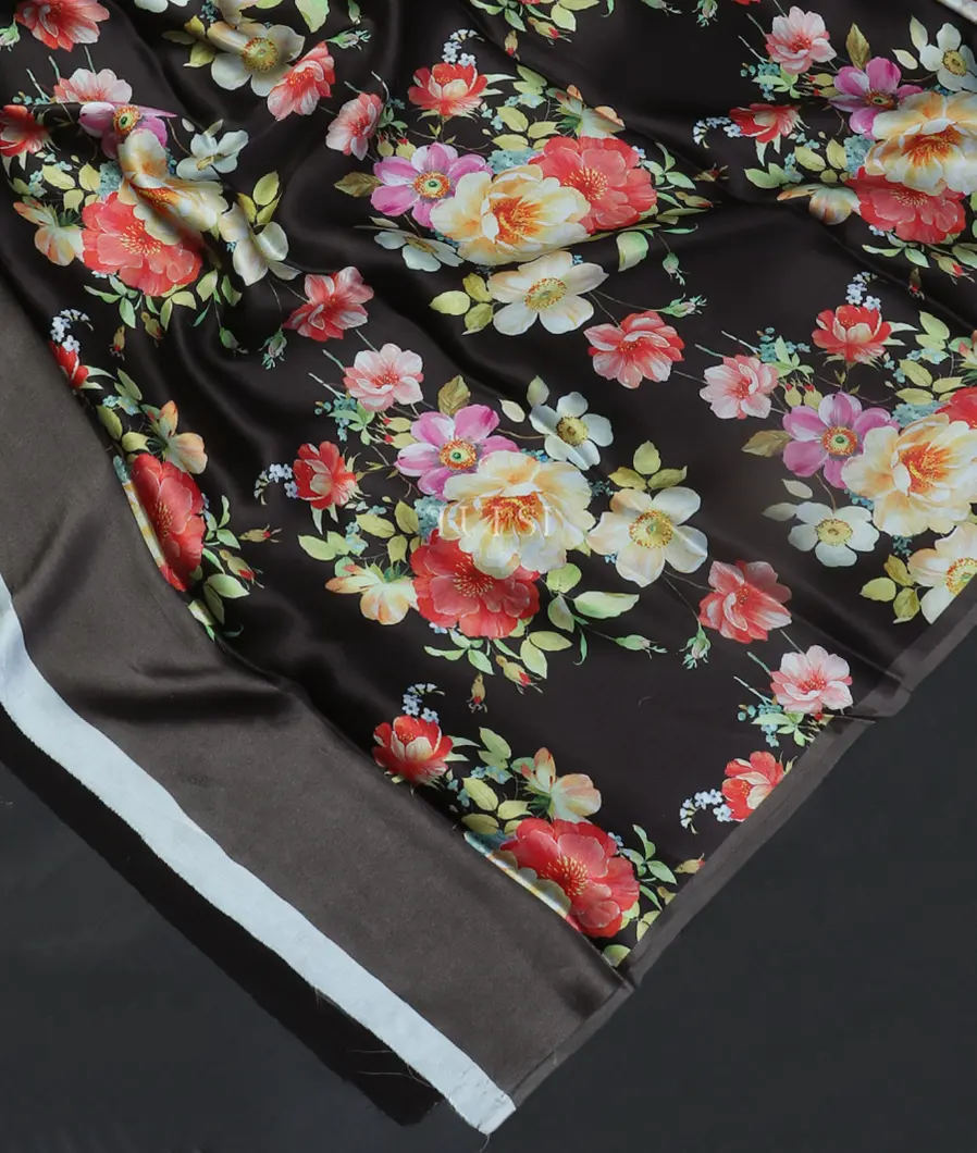 Black Satin Crepe Silk Saree T2931172