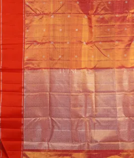 Orangish Pink Handwoven Kanjivaram Silk Saree T4862784
