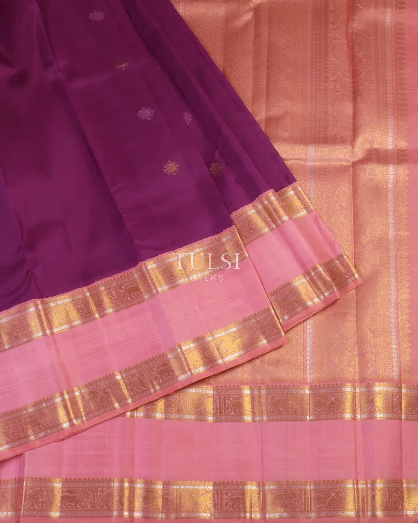 Purple Handwoven Kanjivaram Silk Saree T4704852