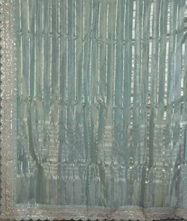 Blue  Kora Organza Embroidery Saree T4852805