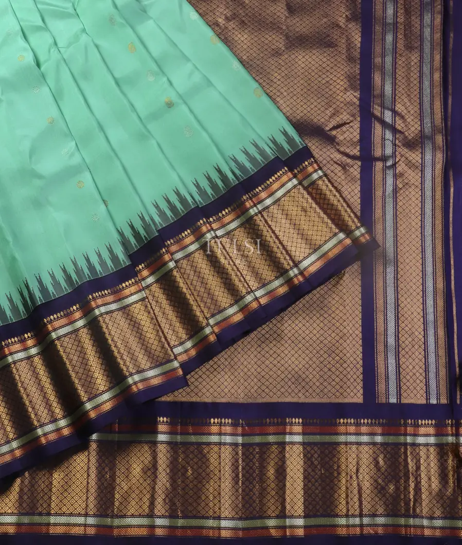 Blue Gadwal Silk Saree T4856262