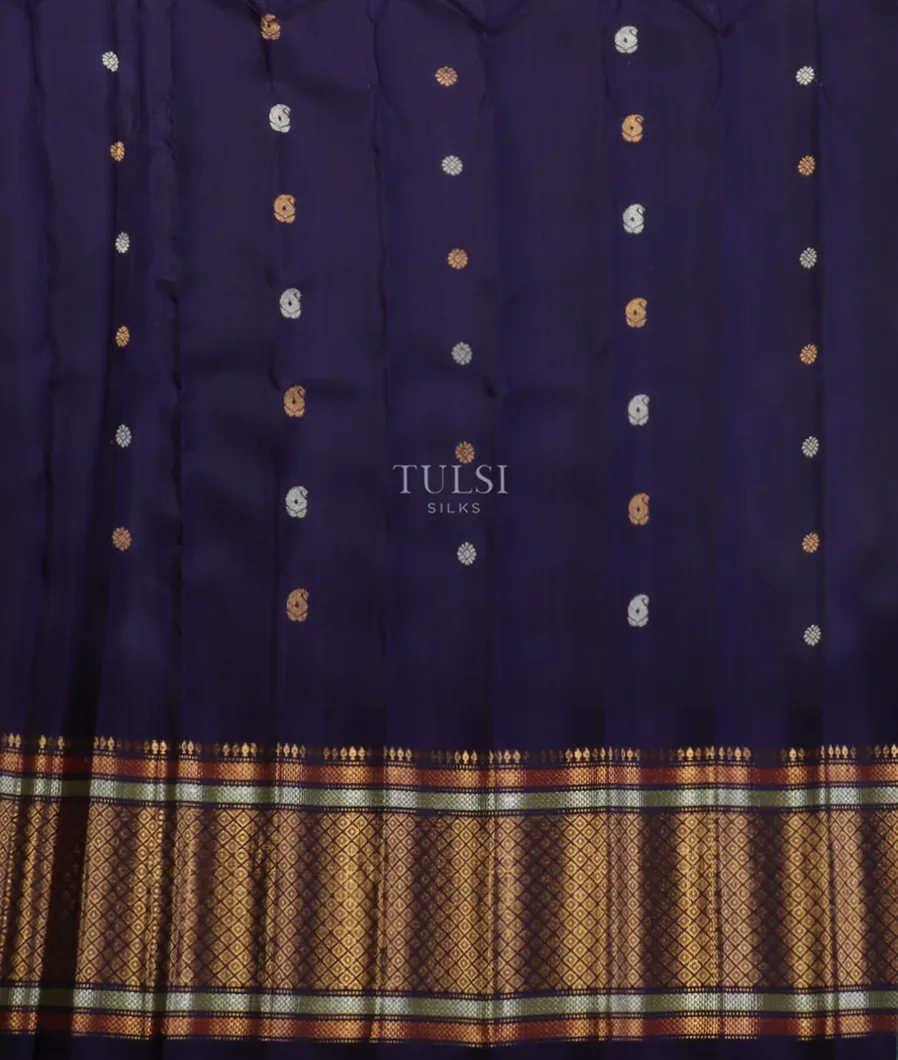 Blue Gadwal Silk Saree T4856263