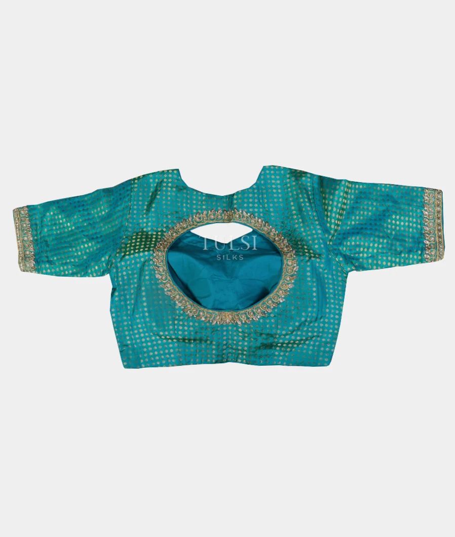 Peacock Blue Handwoven Kanjivaram Silk Blouse T419942