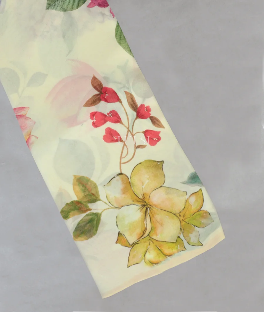 Cream Georgette Silk Saree T416099-image