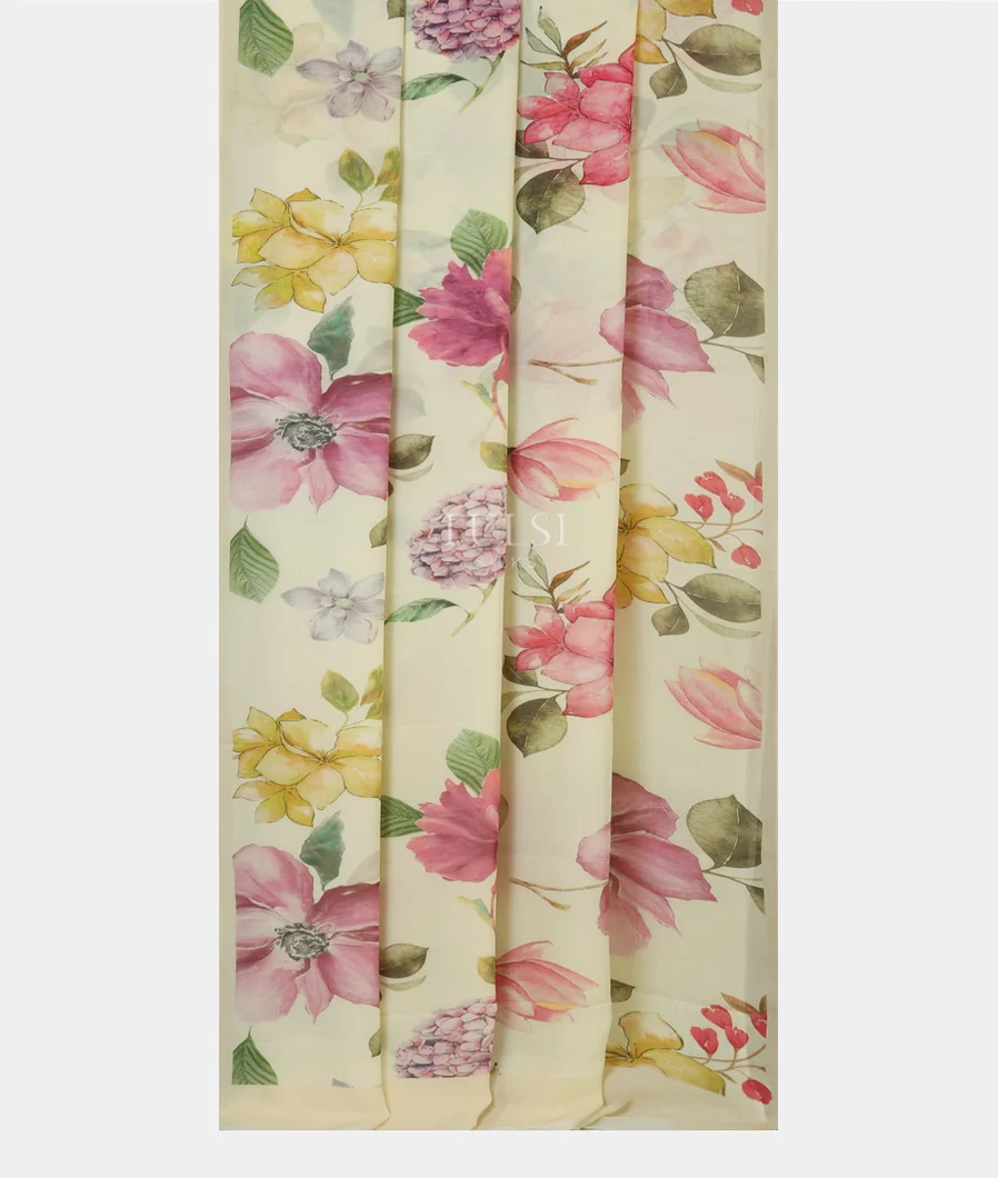 Cream Georgette Silk Saree T4160992