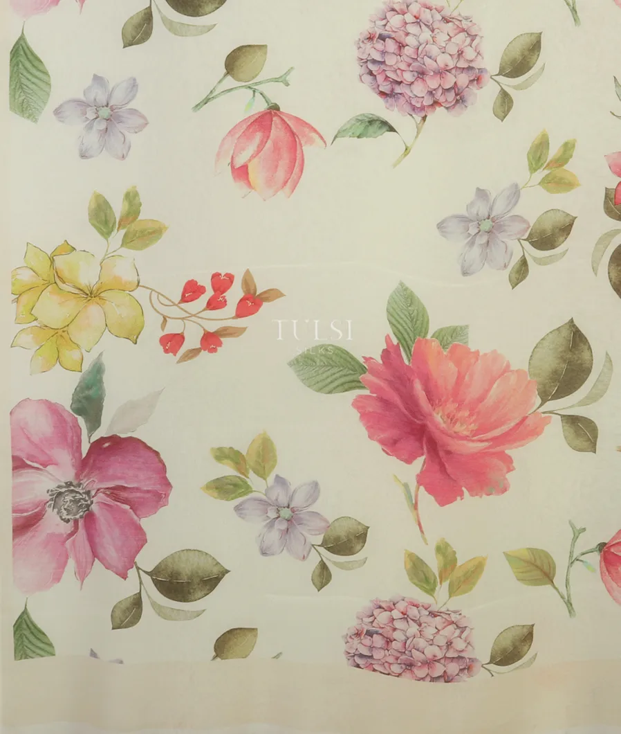 Cream Georgette Silk Saree T4160994