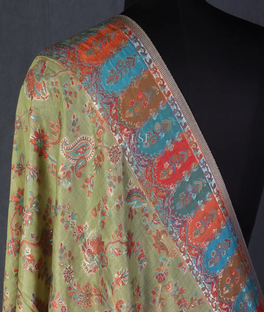 Yellow Cashmere Kani Silk Dupatta T489028-image