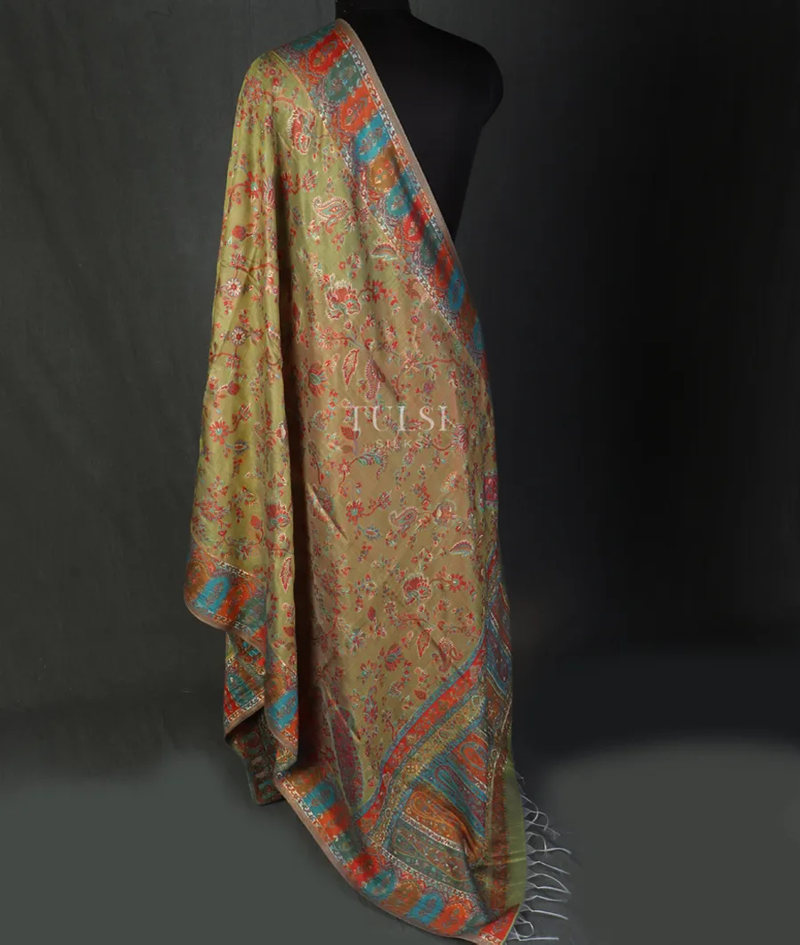 Yellow Cashmere Kani Silk Dupatta T4890282