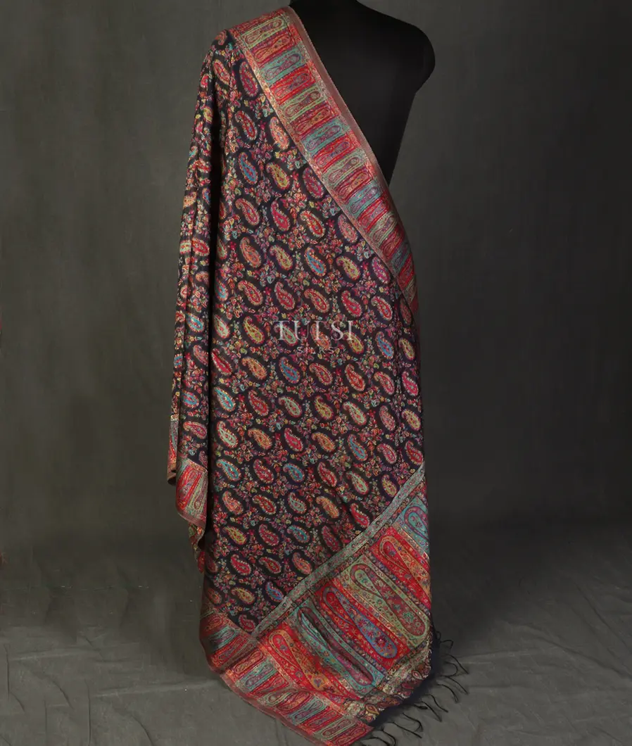 Black Cashmere Kani Silk Dupatta T4890272