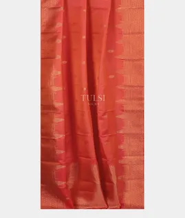Pinkish Orange Handwoven Kanjivaram Silk Dupatta T4902682