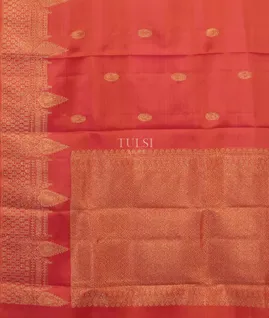Pinkish Orange Handwoven Kanjivaram Silk Dupatta T4902683