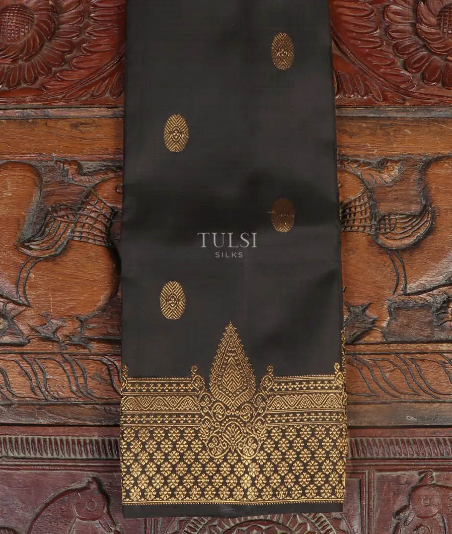 Black Handwoven Kanjivaram Silk Dupatta T490273-image