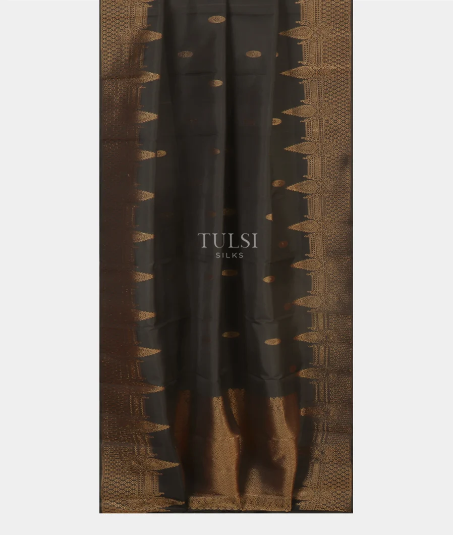 Black Handwoven Kanjivaram Silk Dupatta T4902732