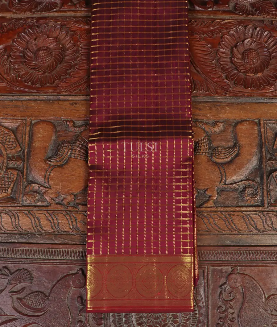 Burgundy Handwoven Kanjivaram Silk Dupatta T459336-image
