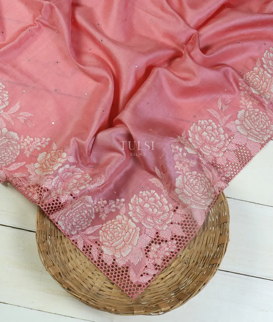 Pink Cut Work Pure Silk Mark Certified Tussar Silk Sarees Get Extra 10 –  Dailybuyys