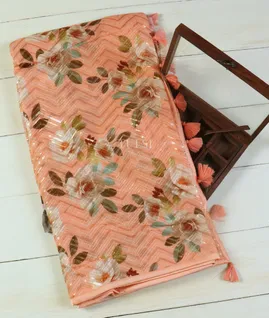 Peach Georgette Silk Embroidery Saree T4559171