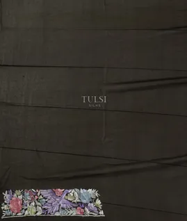 Black Georgette Silk Hand Embroidery Saree T4636103