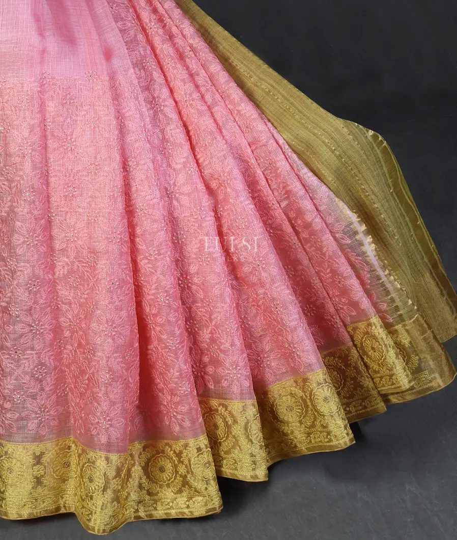 Pink Silk Kota Embroidery Saree T490060-image