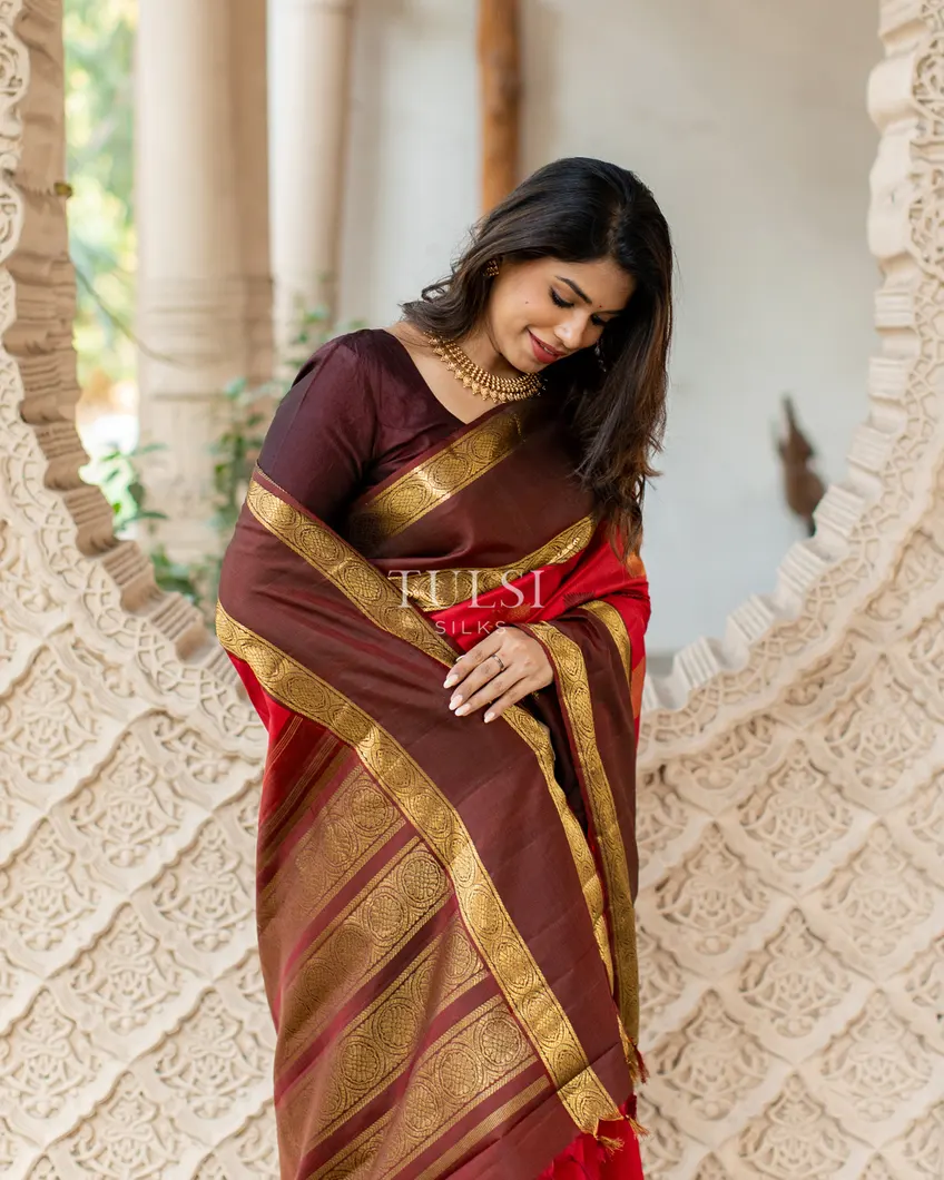 Red Kanjivaram Silk Saree T4877367
